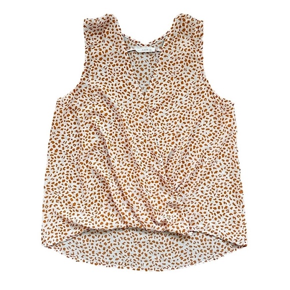 Lush Tops - Lush Camelle Spotted Surplice Wrap Tank